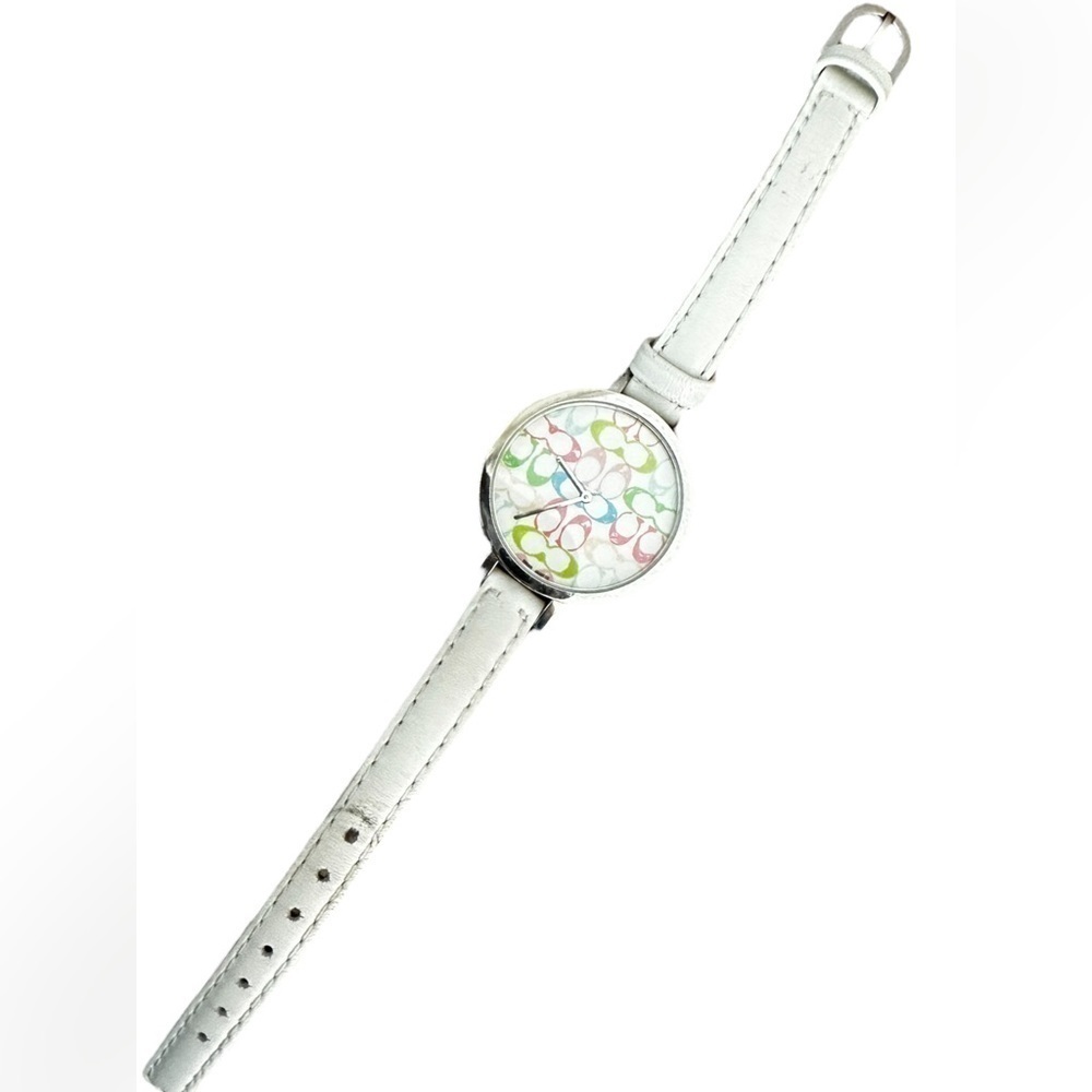 Coach Swiss watch logo pastel white genuine leather strap water resistant‌‌‌‌‌‌ - Picture 4 of 9